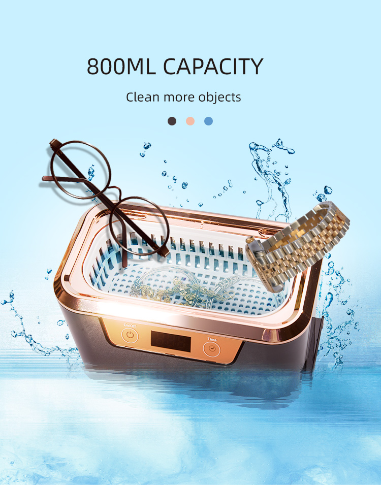 CODYSON CDS-310 0.8L Digital Small Ultrasonic Cleaner with Timer for Jewelry Watches Glasses